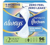 Always Infinity Feminine Pads for Women, Size 2, Heavy Flow Absorbency, Unscented, 32 Count - Pack of 3 (96 Count Total)