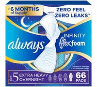 Always Infinity Feminine Pads with Wings for Women, Size 5, Extra Heavy Overnight, Unscented, 22 Count - Pack of 3 (66 Count Total)