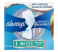 Always Infinity FlexProtect Pads Normal (Size 1) Sanitary Towels Wings 6x12 Pads Unscented, Up to Zero Feel, Up to Zero Leaks, Thin & Flexible Protection, Always' Softest Toplayer