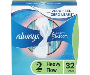 Always Infinity Flexfoam Heavy Fow Pads for Women - 32 Pads