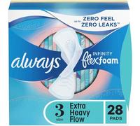 Always Infinity FlexFoam Pads for Women, Size 3, Extra Heavy Absorbency, Unscented, 28 Count