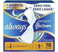 always infinity Flexfoam, Size 4, Overnight, 26 Pads, pack of 3.