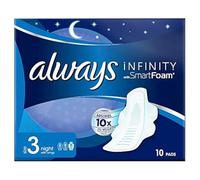 Always Infinity FlexProtect Pads Night (Size 3) Wings, Unscented, 6X 10 Sanitary Towels, Up to Zero Feel, Up to Zero Leaks, Thin and Flexible Protection, Always' Softest Toplayer