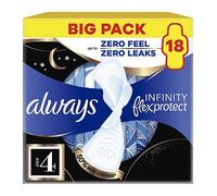 Always Infinity FlexProtect Sanitary Towels Night Extra Size 4 With Wings 18 Pads Unscented