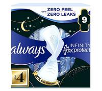 Always FlexProtect Sanitary Pads, Size 4, Night Extra Wings, Unscented, 9 Pads