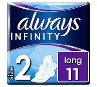 Always Infinity Long Sanitary Towels Wings 11 Pads Revolutionary Technology, Always Comfort and Protection, Size 2