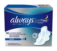 Always Infinity Night (Size 3) Sanitary Pads with Wings, 10 per Pack (Pack of 2)