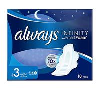 Always Infinity Night (Size 3) Sanitary Pads with Wings, 10 per Pack (Pack of 3)