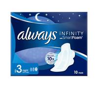 Always Infinity FlexProtect Sanitary Towels Night (Size 3) With Wings 10 Pads