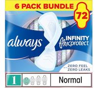 Always FlexProtect Sanitary Towels Normal (Size 1) with Wings 12 Pads, Unscented, for up to Zero Feel & Zero Leaks, Super-Absorbent & Flexible Protection
