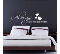 Always Kiss Me Goodnight Bedroom Romantic Wall Art Decal Graphics Sticker 125cm (w) x 46cm (h) B25