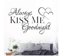 Always Kiss Me Goodnight - Love Quote Decal Wall Sticker [Medium] [Black]
