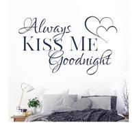 Always Kiss Me Goodnight - Love Quote Decal Wall Sticker [Medium] [Cobalt]
