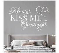 Always Kiss Me Goodnight - Love Quote Decal Wall Sticker [Medium] [White]
