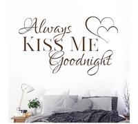 Always Kiss Me Goodnight - Love Quote Vinyl Wall Decal Sticker [Large] [Chocolate]