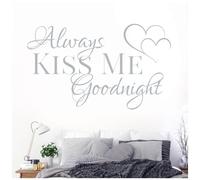 Always Kiss Me Goodnight - Love Quote Vinyl Wall Decal Sticker [Large] [Silver]