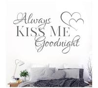 Always Kiss Me Goodnight - Love Quote Vinyl Wall Decal Sticker [Medium] [Dark Grey]
