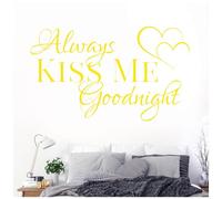 Always Kiss Me Goodnight - Love Quote Vinyl Wall Decal Sticker [Medium] [Lemon]