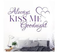 Always Kiss Me Goodnight - Love Quote Vinyl Wall Decal Sticker [Medium] [Purple]