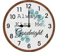 Always Kiss Me Goodnight Wall Clock 12 Inch Wooden Battery Operated White Swan Wall Clocks Decorative Indoor,Decorative for Kitchen Bathroom Bedroom
