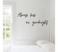 Always Kiss Me Goodnight Wall Sign Love Heart Wall Decor, Black Metal Love Wall Art for Bedroom, Living Rooms, Offices, 35" x 4.9"