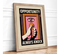 Always Knock Art Deco Framed Wall Art Print A1 Oak | Ready to Hang, Premium Gi Paper, Fade-Resistant Inks, Securely Packaged, UK Made