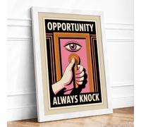 Always Knock Art Deco Framed Wall Art Print A1 White | Ready to Hang, Premium Gi Paper, Fade-Resistant Inks, Securely Packaged, UK Made