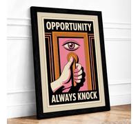 Always Knock Art Deco Framed Wall Art Print A2 Black | Ready to Hang, Premium Gi Paper, Fade-Resistant Inks, Securely Packaged, UK Made