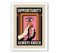 Always Knock Art Deco Framed Wall Art Print A3 (42×29.7cm) White, Wall Decor for Living Room, Bedroom, Office & Home, Ready to Hang, Art Gift