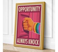 Always Knock Typography Canvas Wall Art Print 24x16 Inch (61 x 41 cm)