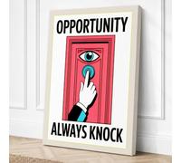 Always Knock Typography Canvas Wall Art Print 24x16 Inch (61 x 41 cm)