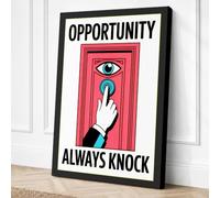 Always Knock Typography Canvas Wall Art Print 24x16 Inch (61 x 41 cm)