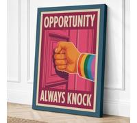 Always Knock Typography Canvas Wall Art Print 36x24 Inch (91 x 61 cm)