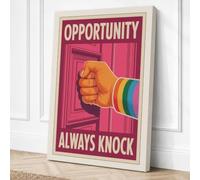 Always Knock Typography Canvas Wall Art Print 36x24 Inch (91 x 61 cm)