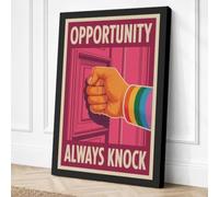 Always Knock Typography Canvas Wall Art Print 36x24 Inch (91 x 61 cm)