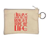 Always Look On The Bright Side of Life Key Chain Coin Purse Beige