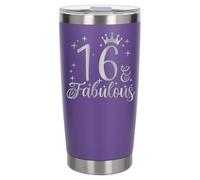 Always Looking Good 16th Birthday Gift 16 & Fabulous Engraved Insulated Travel Mug Gift for Her Present for 16 Year Old Purple Thermal Coffee Flask Travel Mugs with Lids
