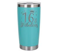 Always Looking Good 16th Birthday Gift 16 & Fabulous Engraved Insulated Travel Mug Gift for Her Present for 16 Year Old Turquoise Thermal Coffee Flask Travel Mugs with Lids