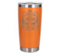 Always Looking Good 18th Birthday Gift Vintage 2008 Aged to Perfection Engraved Insulated Travel Mug Present for 18 Year Old Orange Thermal Coffee Flask Travel Mugs with Lids