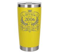 Always Looking Good 19th Birthday Gift Vintage 2006 Aged to Perfection Engraved Insulated Travel Mug Present for 19 Year Old Yellow Thermal Coffee Flask Travel Mugs with Lids
