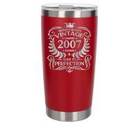 Always Looking Good 19th Birthday Gift Vintage 2007 Aged to Perfection Engraved Insulated Travel Mug Present for 19 Year Old Red Thermal Coffee Flask Travel Mugs with Lids