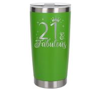 Always Looking Good 21st Birthday Gift 21 & Fabulous Engraved Insulated Travel Mug Gift for Her Present for 21 Year Old Green Thermal Coffee Flask Travel Mugs with Lids