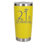 Always Looking Good 21st Birthday Gift 21 & Fabulous Engraved Insulated Travel Mug Gift for Her Present for 21 Year Old Yellow Thermal Coffee Flask Travel Mugs with Lids