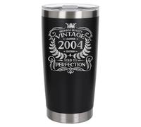 Always Looking Good 22nd Birthday Gift Vintage 2004 Aged to Perfection Engraved Insulated Travel Mug Present for 22 Year Old Black Thermal Coffee Flask Travel Mugs with Lids