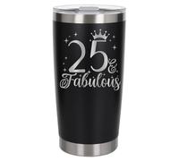 Always Looking Good 25th Birthday Gift 25 & Fabulous Engraved Insulated Travel Mug Gift for Her Present for 25 Year Old Black Thermal Coffee Flask Travel Mugs with Lids