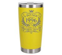 Always Looking Good 29th Birthday Gift Vintage 1996 Aged to Perfection Engraved Insulated Travel Mug Present for 29 Year Old Yellow Thermal Coffee Flask Travel Mugs with Lids
