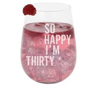Always Looking Good 30th Birthday Stemless Gin Glass Gift for Her or Him - Funny Engraved Gin Glass Present - Novelty Birthday Gift Keepsake - So Happy I'm Thirty Design - 590ml