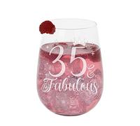 Always Looking Good 35th Birthday Gifts for Women 35 & Fabulous Engraved stemless Gin Glass Present for 35 Year Old Ladies stemless Gin Glass Laser Engraved Elegant stemless 35th Gin Glass