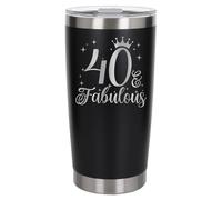 Always Looking Good 40th Birthday Gift 40 & Fabulous Engraved Insulated Travel Mug Gift for Her Present for 40 Year Old Black Thermal Coffee Flask Travel Mugs with Lids