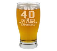 Always Looking Good 40th Birthday Pint Glass Gift for Him or Her - Engraved Beer Glass 570ml - Funny Birthday I'm Not 40 I'm 18 with Experience Keepsake